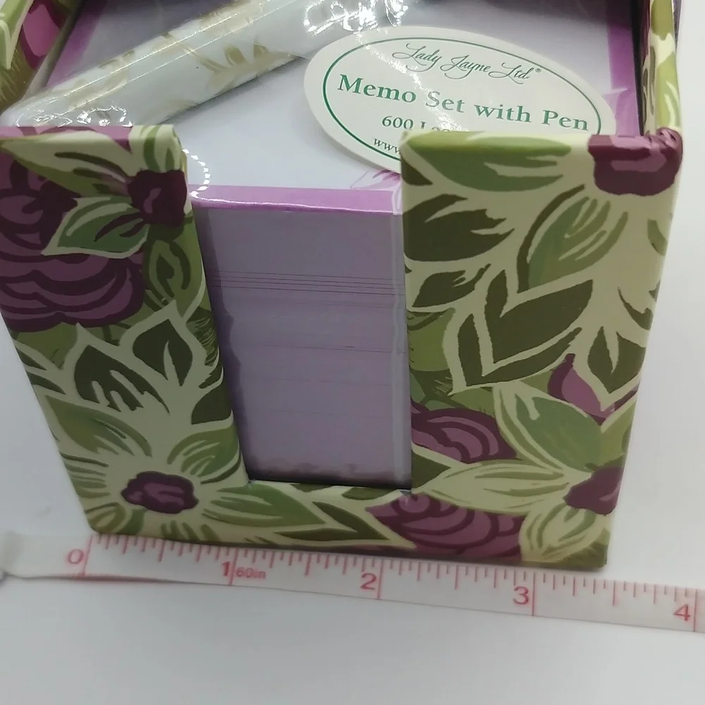 Lady Jayne Ltd. Purple Floral Memo Stationery Desk Set 2012 *Pen Ink Untested*